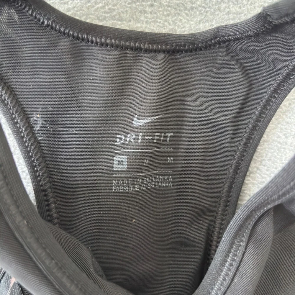 Nike Womens Medium Dri-FIT High Neck Racerback Sports Bra Black Abstract Print